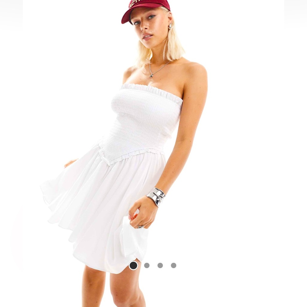 Strapless dropped waist mini dress